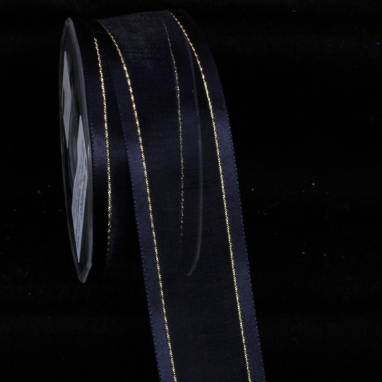 The Ribbon People Navy Blue and Gold Edged Craft Ribbon Trim with Gold Setting 1.5" x 30 Yards